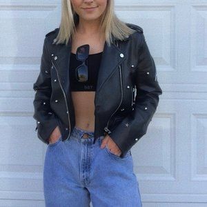 Black Leather Studded Jacket